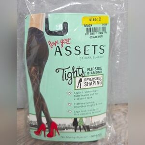 SPANX Assets Reversible Shaping Tights – Flipside Diamond | Size 2 | Black - New